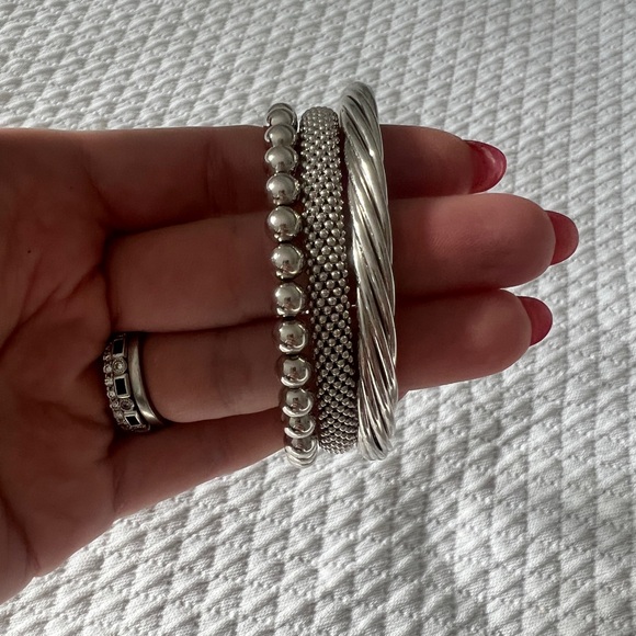 3 Piece Set of Textured Cuff Bracelets in Sterling Silver - Picture 6 of 7